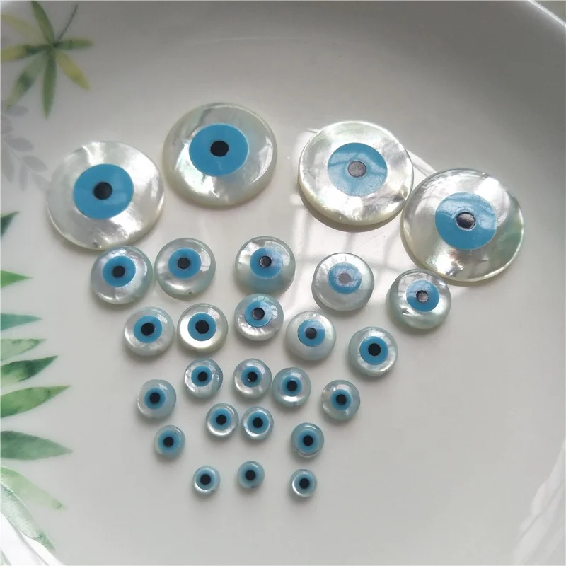 

Wholesale cheap mother of pearl evil eye natural shell Greek evil eye jewelry accessories material, White