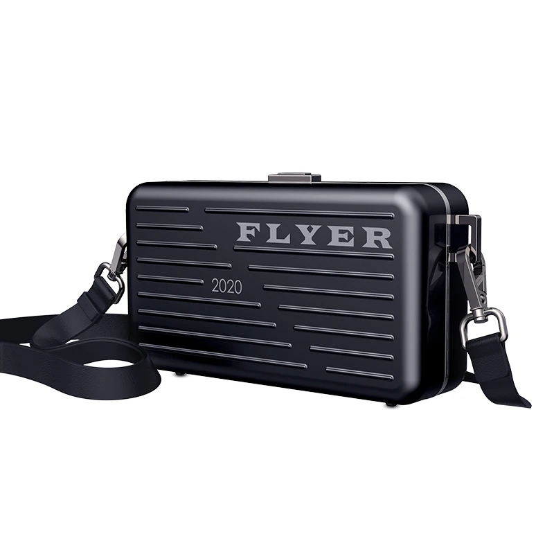 

dongguan customized handle hard plastic PC phone mini luggage case makeup bags with strap, Black, blue, silver, pink