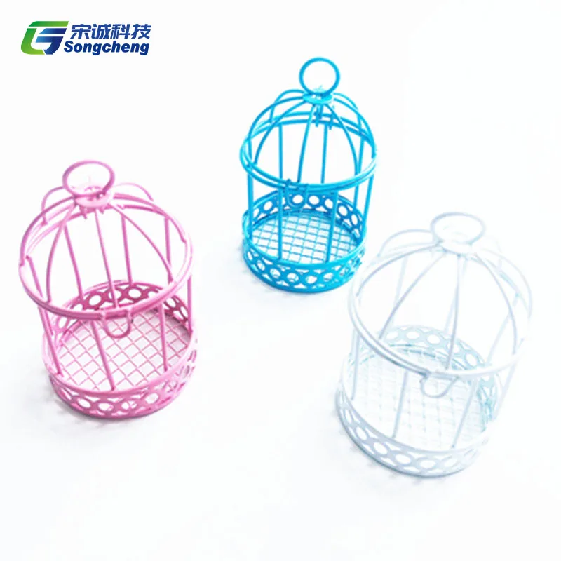 

Decorative BirdCage Tabletop Decor Elegant Bird Cages Mini Wedding Metal Birdcage, White/pink/blue