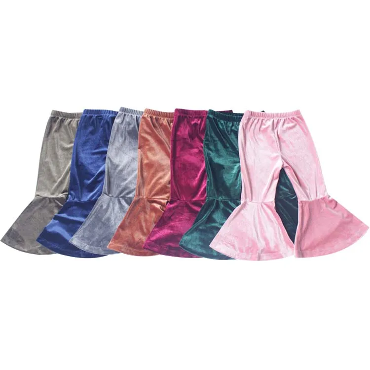 

Ready stock Toddler Kids Velvet Little Baby Girls Fashion Bell-bottoms Trousers Kids Flare Pants, As shown in the picture