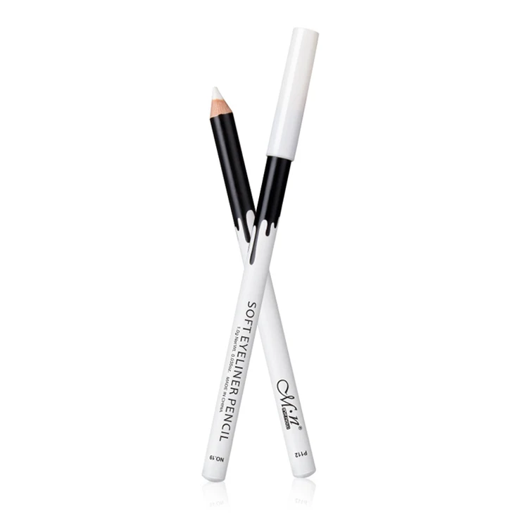 

Private Label Cosmetics Eye Makeup White Pigment Wooden Eye Liner Pencil, Black