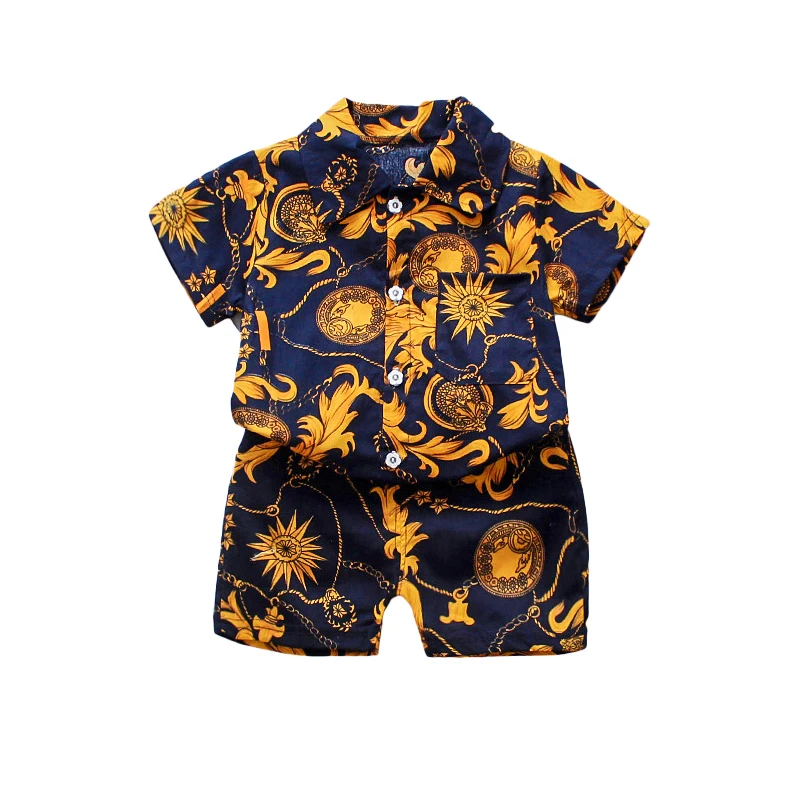 

2020 boutique wholesale summer kids wear Printed T shirt + Shorts set kids lounge wear boys baby clothing sets, Pic shows