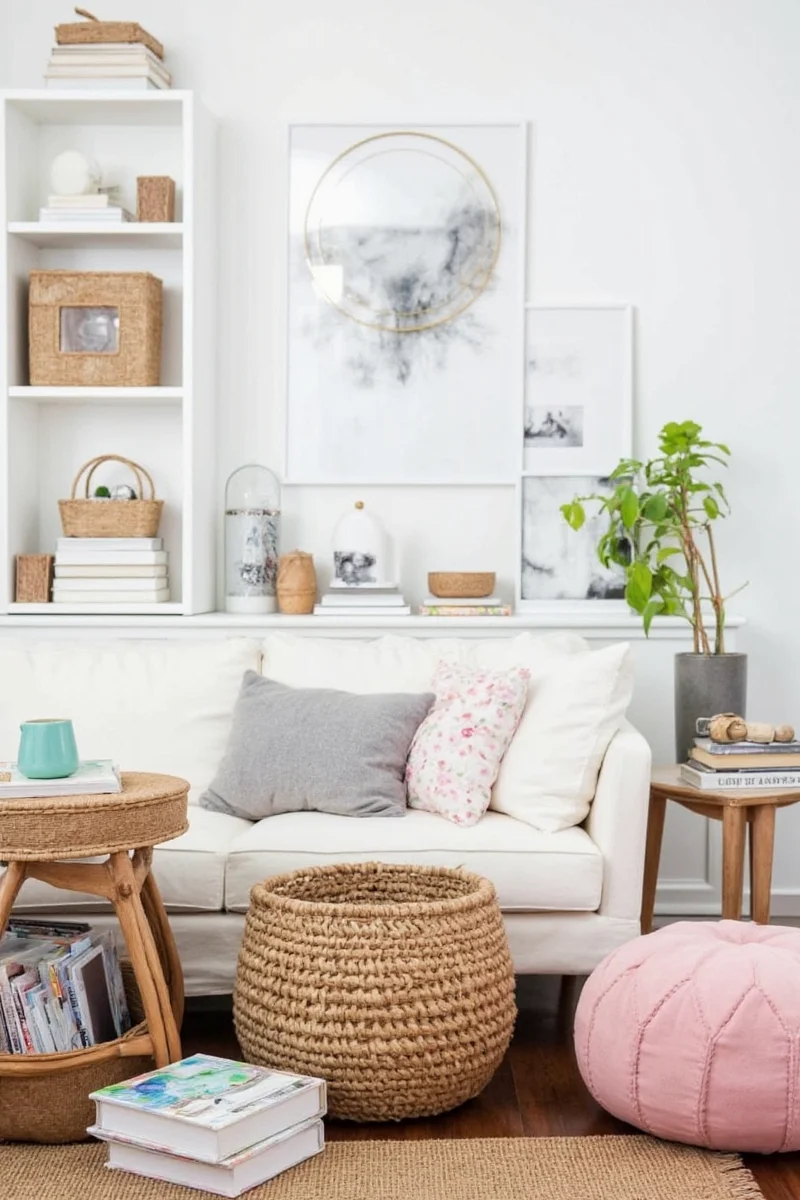 Family playing and laughing together in a cozy living room