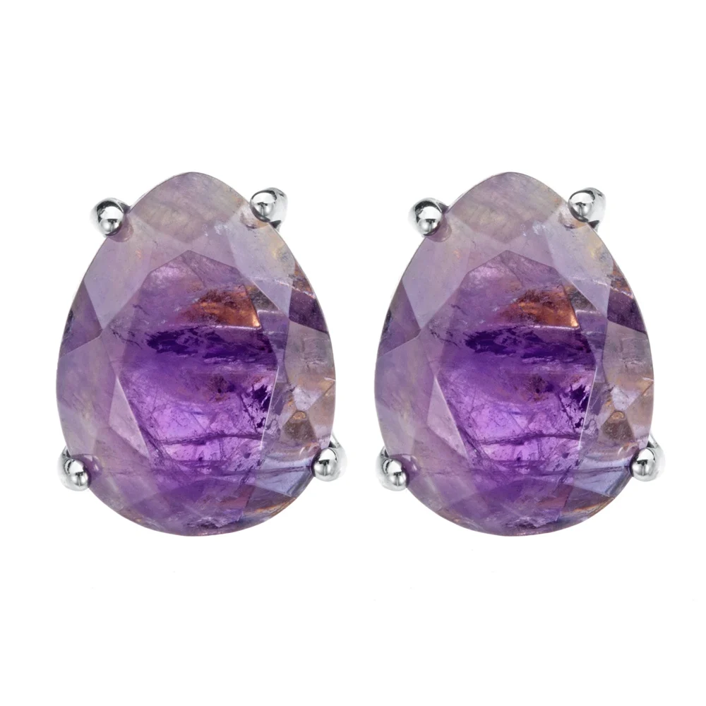 

Natural stone crystal earrings jewelry water drop Cut Amethyst tiger eye green aventurine Earrings