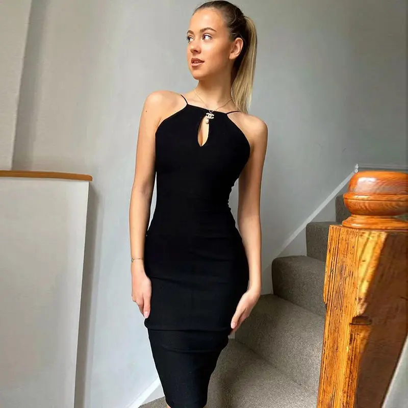 

2021 sexy women's hollow out casual dress summer fashion women's sleeveless skirt