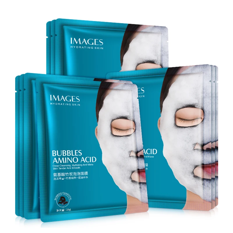 

Images BIOAQUA factory purifying whitening bamboo charcoal black facial sheet O2 carbon bubble face mask skin care
