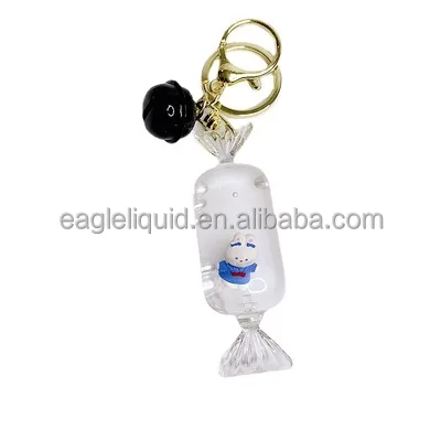 

OEM liquid colorful small backpack phone accessories acrylic custom bag candy keychain