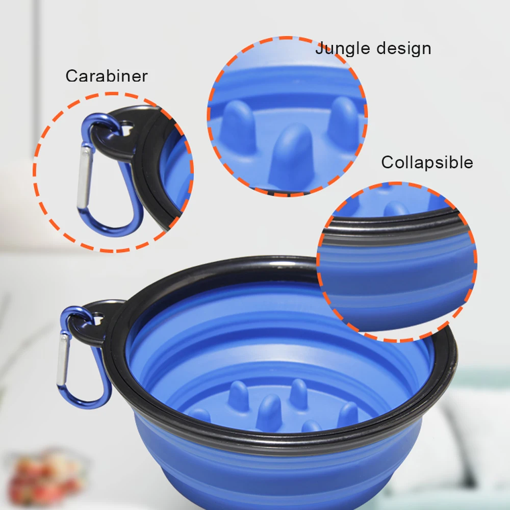 

wholesale collapsible collapsible silicone pastel slow fancy feeding pet cat raised dog bowl