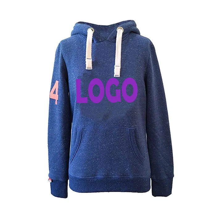 
OEM Anti pilling Eco friendly Logo Printing Breathable Blue Ladies Snowheather Fleece Top Pullover Cropped Women Hoodies 