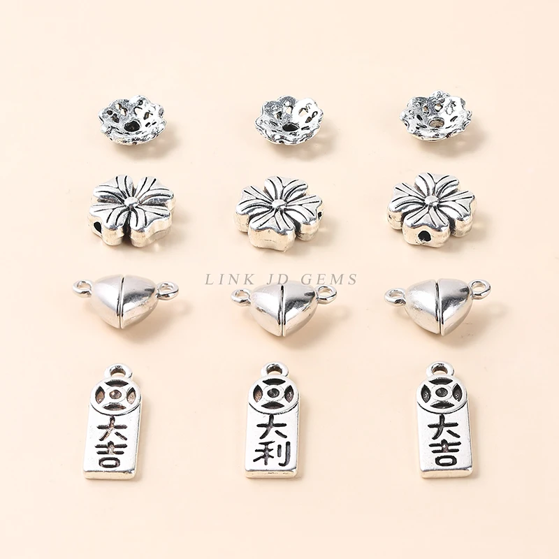 

JD Wholesale Multi Size Alloy Spacer Beads Cap Ancient Charms Flower Shape Pendant Charms For Jewelry Making