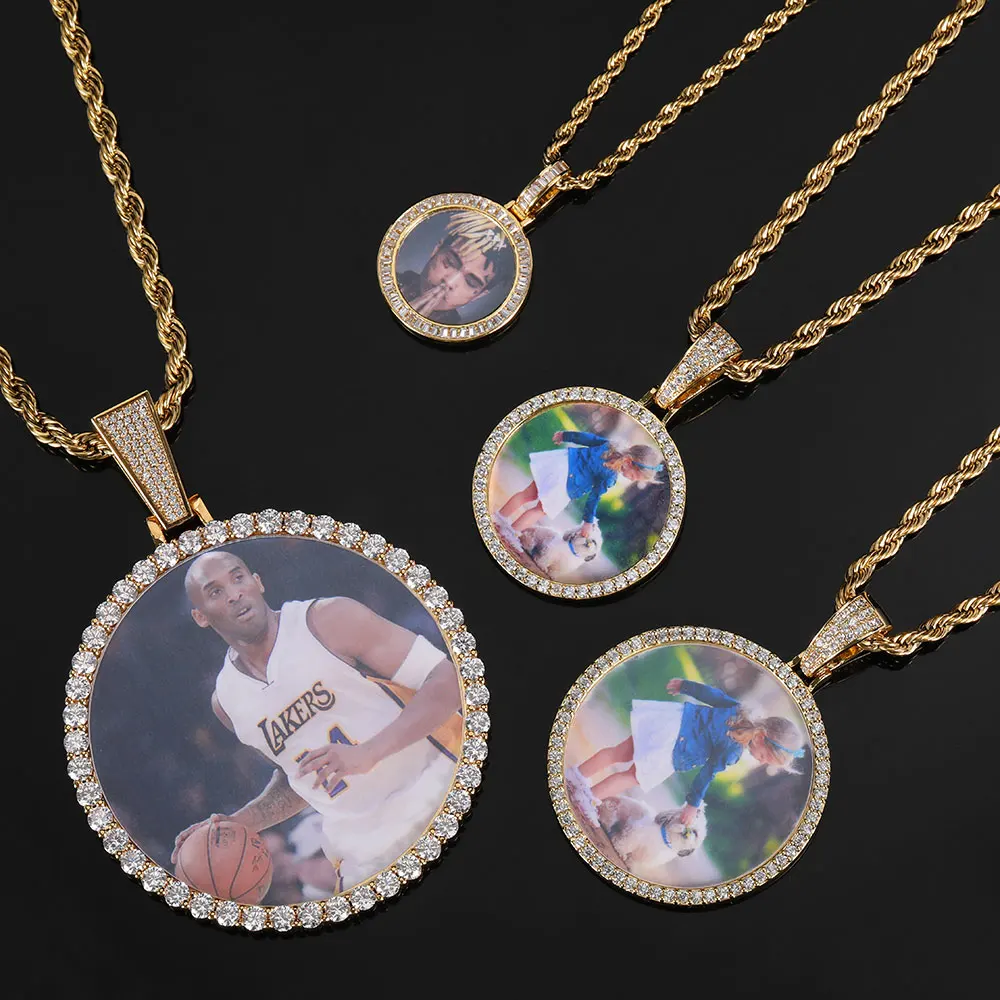 

Custom Iced Out 45mm Memory Pendants Necklace Hip Hop Custom Photo Locket Picture Pendant Photo Pendant with Picture