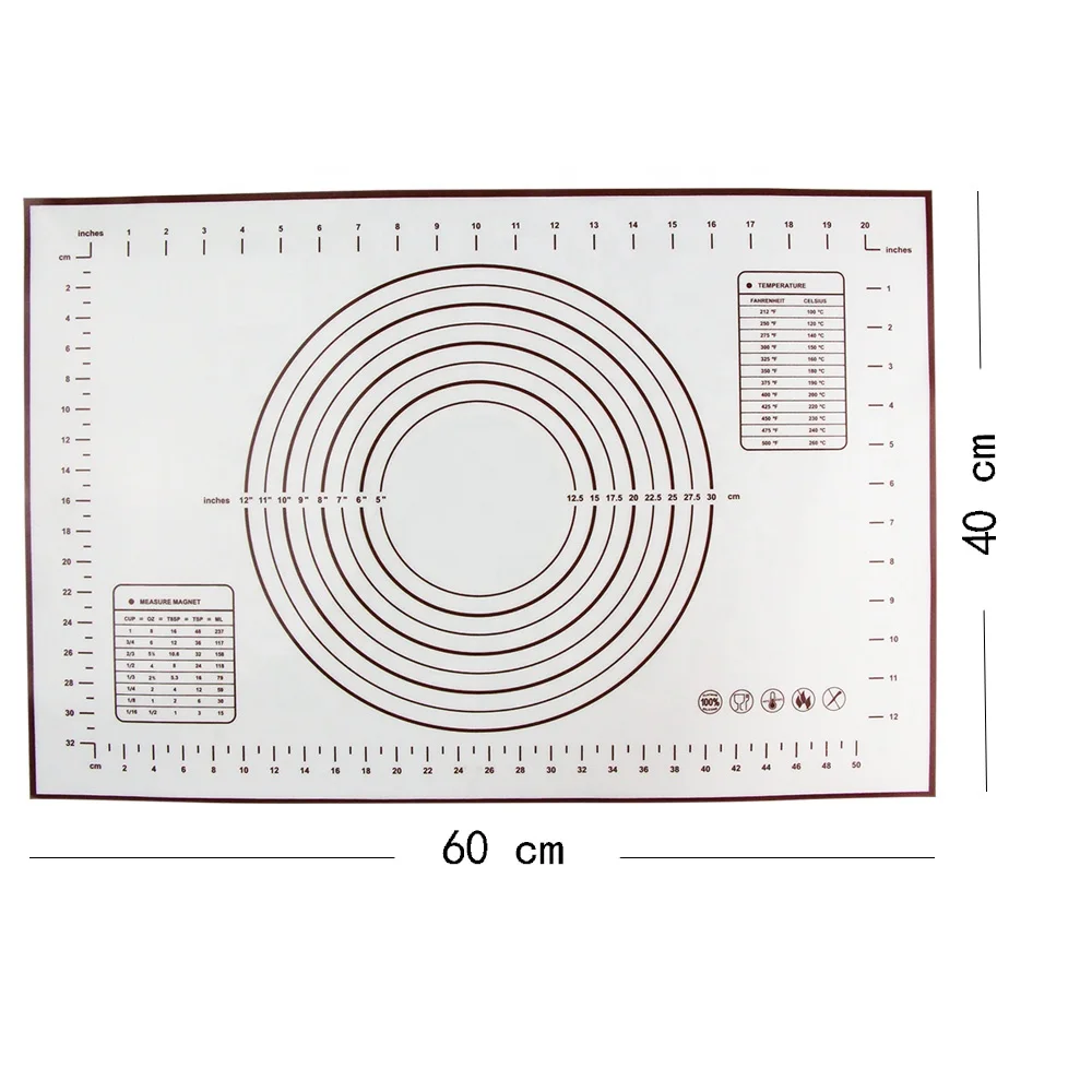 Repeatable Silicone Baking Mat For Pastry Rolling With Measurements