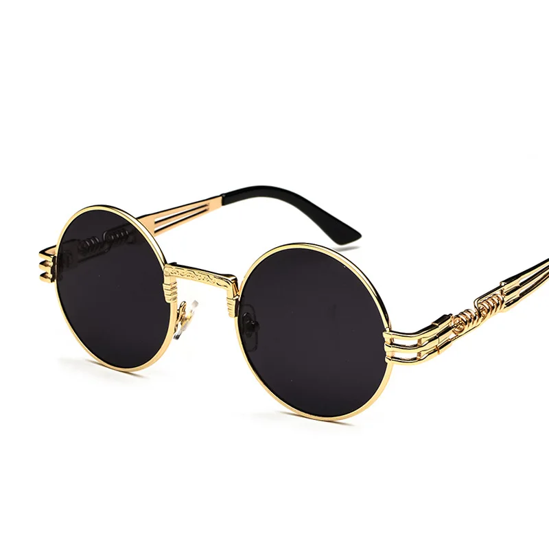 

Luxury Metal Unisex Round Steampunk custom sun Glasses logo Vintage Retro Men Sunglasses 2022, Color