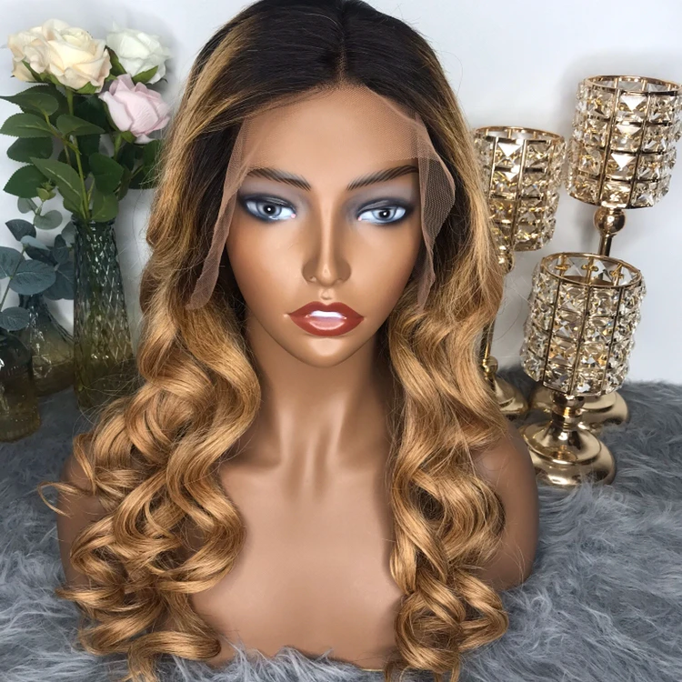 

Blonde Loose Body wave Lace Front Human Hair Wigs With Baby Hair Pre Plucked Ombre Lace Front Wig 1b27 color Brazilian Remy Hair