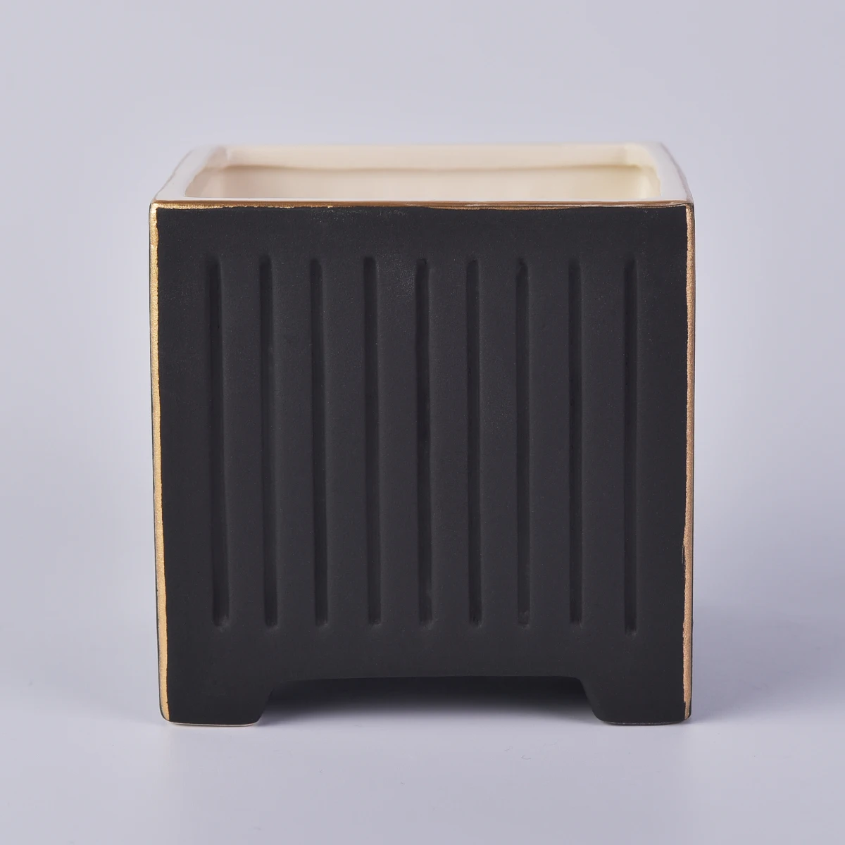 Square Black Ceramic Candle Vessels
