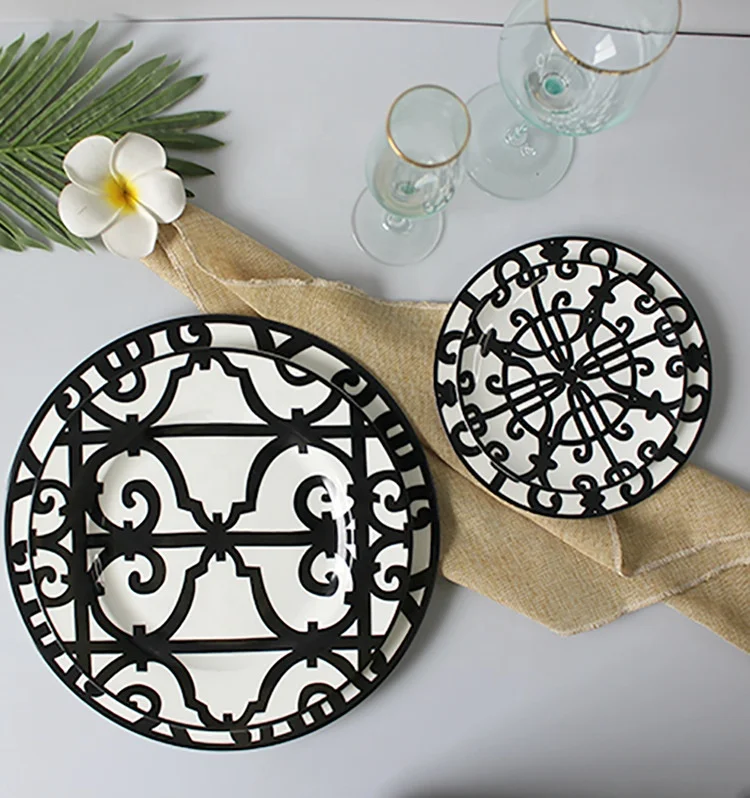 

Home decorator kitchen utensils porcelain dinnerware bone china wedding plates ceramic tableware sets for hotel restaurant, As shown