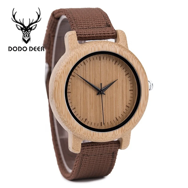 

DODO DEER Simple Nylon Band Bamboo Quartz Wood Watch OEM for Men and Women Dresses Wristwatch