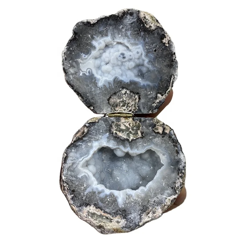 

Natural Druzy Agate Geode Crystal Jewelry Ring Box For Sale