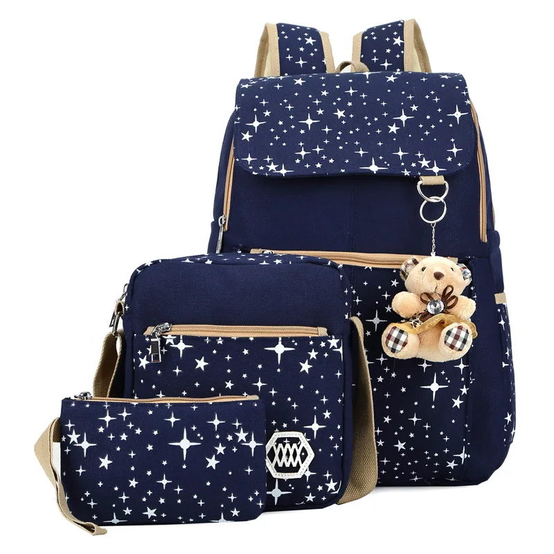 

3 in 1 Multifunctional Children Travel Canvas Backpack Cute Casual Kids School Bags Set, Customized color