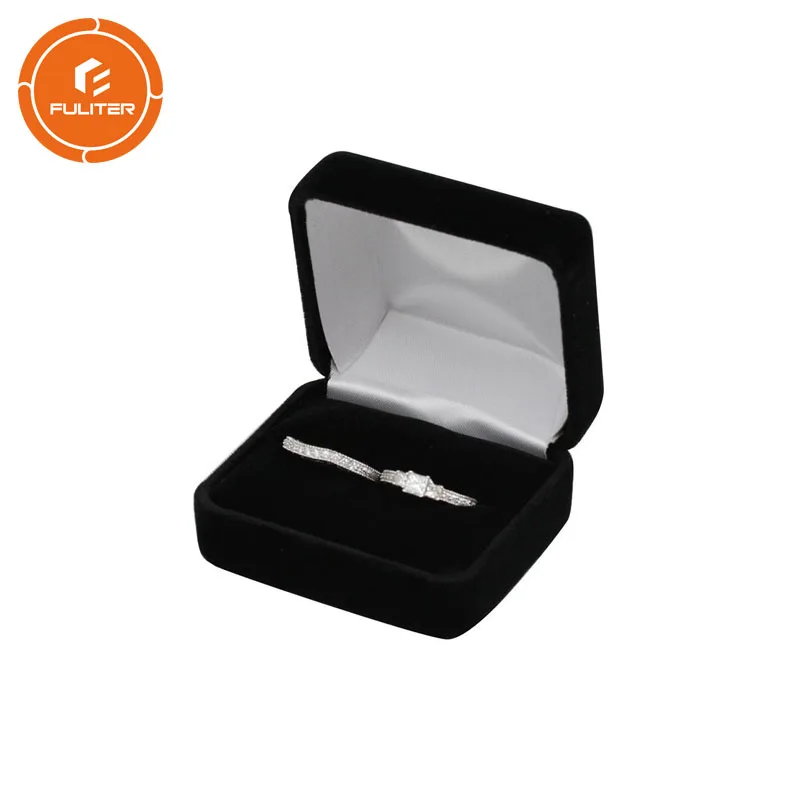 

Luxury Custom Black Jewelry Engagement Double Velvet Wedding Ring Box