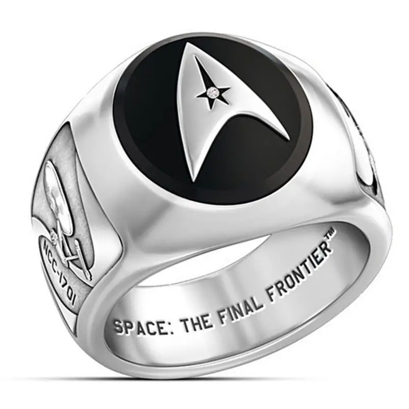 

CAOSHI Exquisite Jewelry Gift Rings Retro Black Oil Carved Men's Ring Vintage Cool Fashion Silver Color Party Male Black Ring