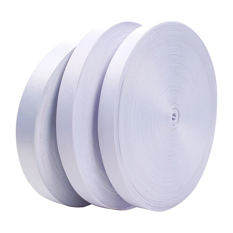 White Lanyard Rolls Polyester Webbing Raw Material Fabric Sublimation Printing Satin Ribbon 10mm/15mm/20mm/25mm