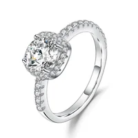 

Abiding 925 Sterling Silver Halo Engagement Ring 0.5Ct 5mm Moissanite Rings For Women Fine Jewelry