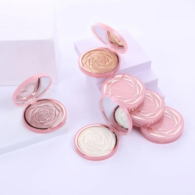 

Private Label Rose flower translucent highlight powder ginger brightening powder cake fairy glitter highlight