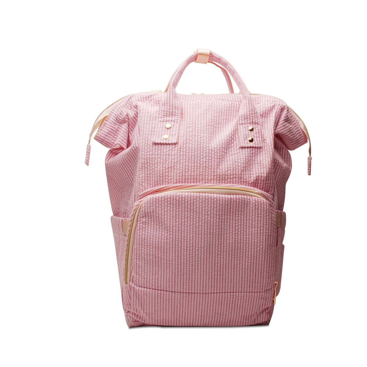 

Ready To Ship Wholesale Multifunctional pink seersucker backpack DOM1276 Canvas Diaper Bag Mummy Backpack
