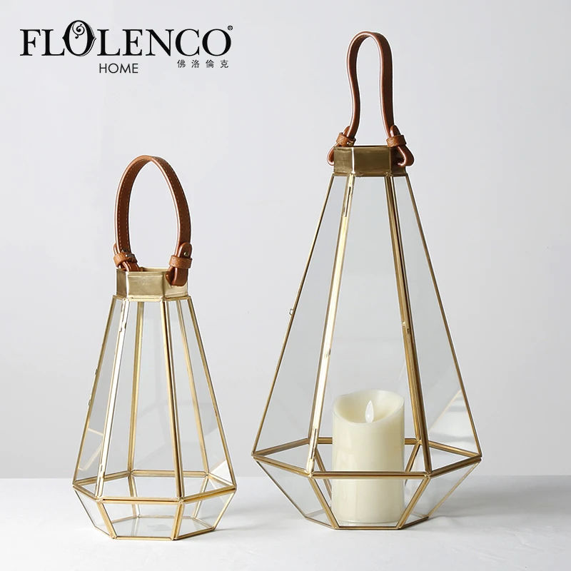 European Vintage Safe Gold Candlestick Holders Tea Light Geometric