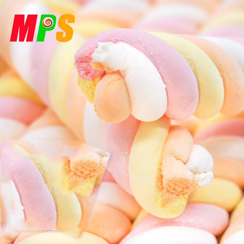 Wholesale Halal Long Twist Marshmallow Sticks Candy / Cotton Candies In
