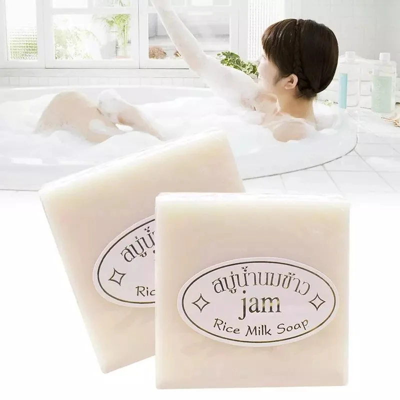 

100% Jam Rice Milk Soap Skin Whitening Moisturizing Essential Oil Soap 65g