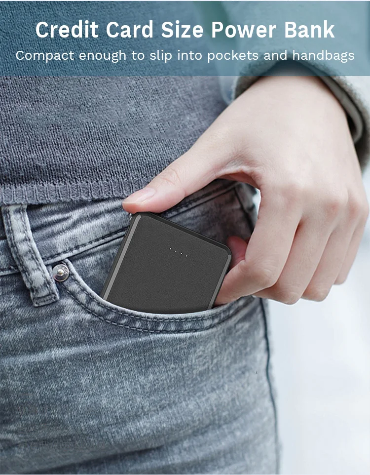 Super Flat Portable Slim Pocket Small Size 5000 mAh Phone External Battery Charger 5000mAh Mini Power Bank  Dual USB Output Ultra-thin Pocket-Sized 5000mAh Portable Charger 5000mAh Power Bank 1-2 Phone Charges