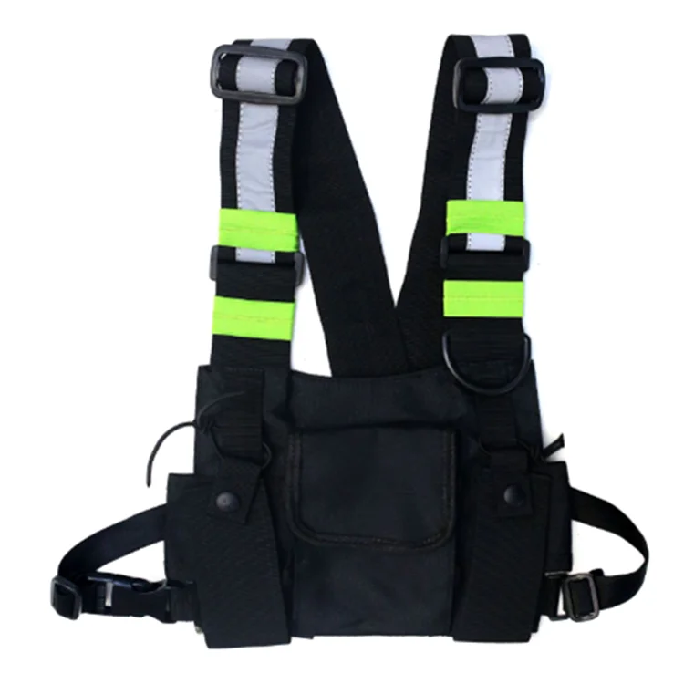 

Universal Radio Front Radio Harness Pack Pouch Holster Chest Vest Rig Bag with Reflective Strap