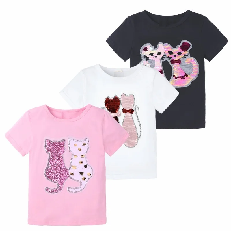

Kids Girls Infant Cotton Tops Clothing Reversible Sequins Children T Shirts