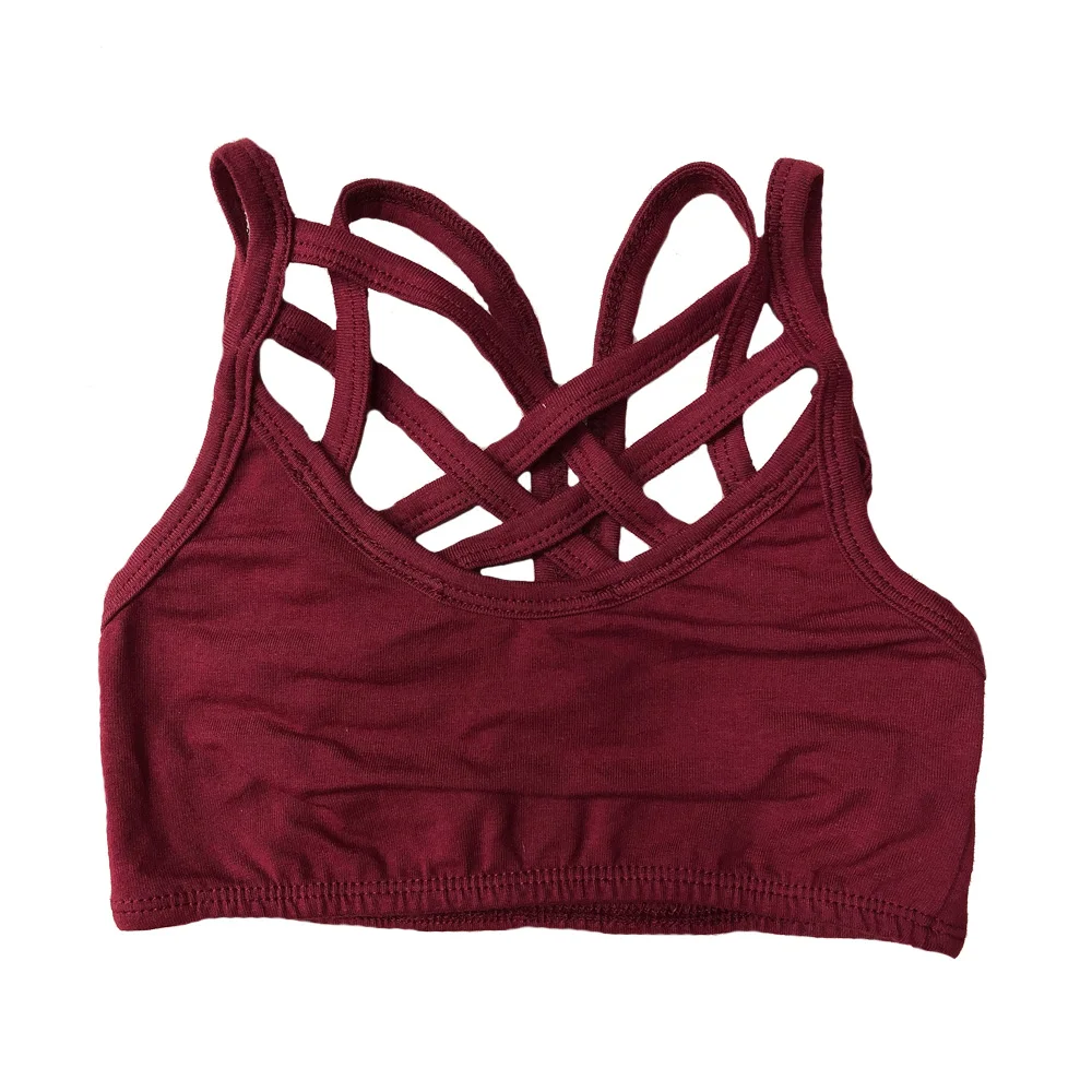 

New arrival Summer Fashion Mommy and Girls Burgundy Back Straps Crossed Colorful Bralettes for Kids