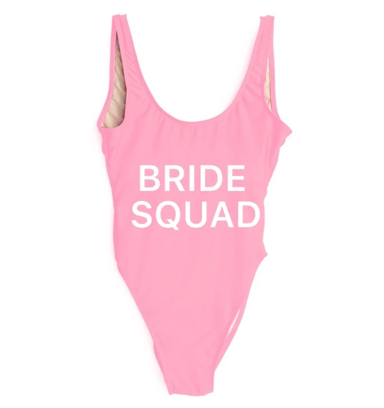 

Custom BRIDE SQUAD One Piece Swimsuit Women Swimwear Bathing Suit Beach Wear Swim Suit