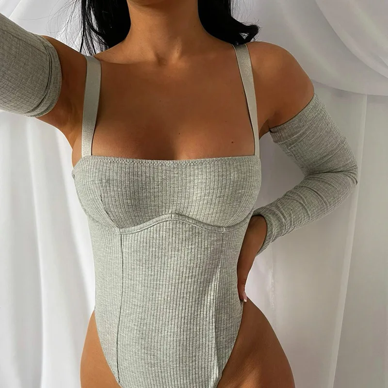 

High Quality Women rib knitted stretch fabric square neck shape sleeveless womens one piece jumpsuits bodysuits, As picture show