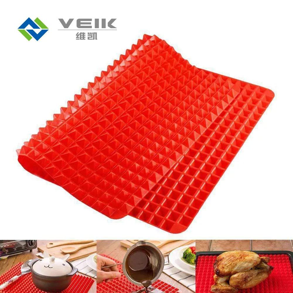 

Non Stick Heat Resistant Pyramid Shaped Silicone Baking Roasting Mats, Patone color