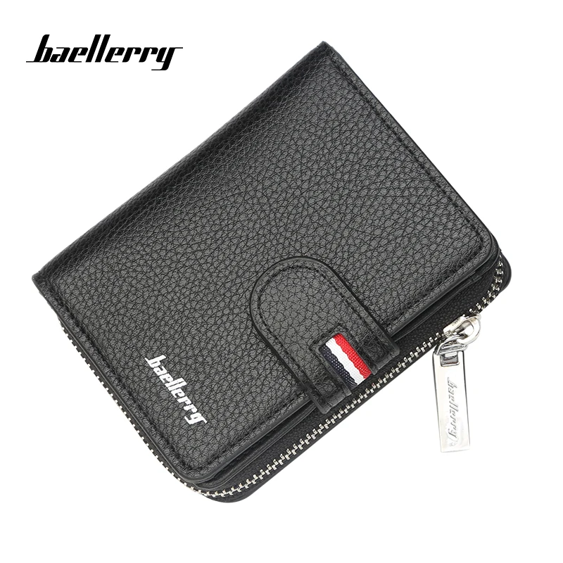 

European fashion business purse casual men's short brown wallet slim card holder, Black,dark coffee, dark blue