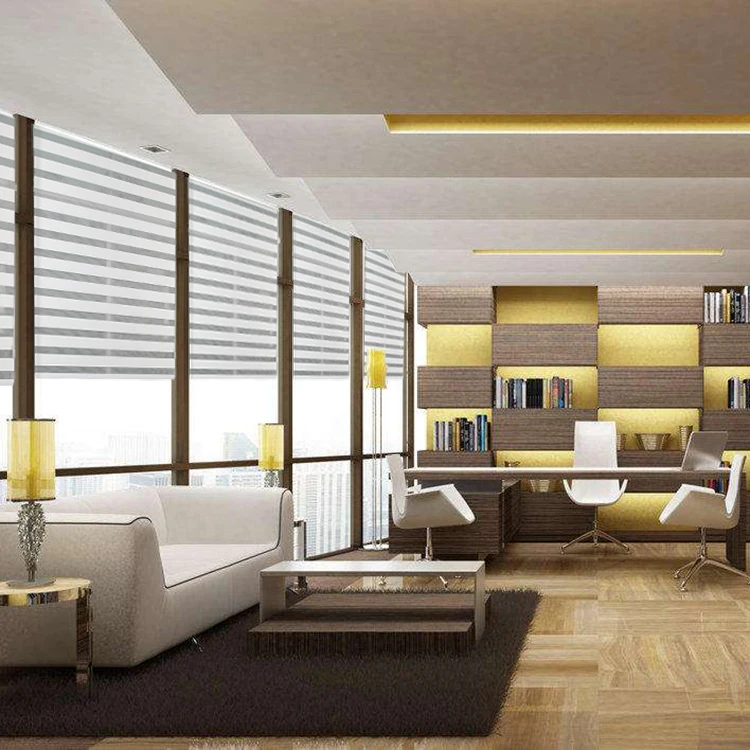 
For office hotel bathroom home Electric waterproof roll double curtain motorized zebra blinds fabric shades shutters 