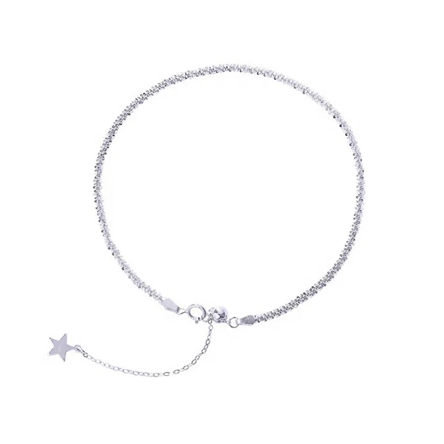 

Stamped 925 Logo Star Pendant Fashion Women Jewelry 100% Pure Silver Anklet, White