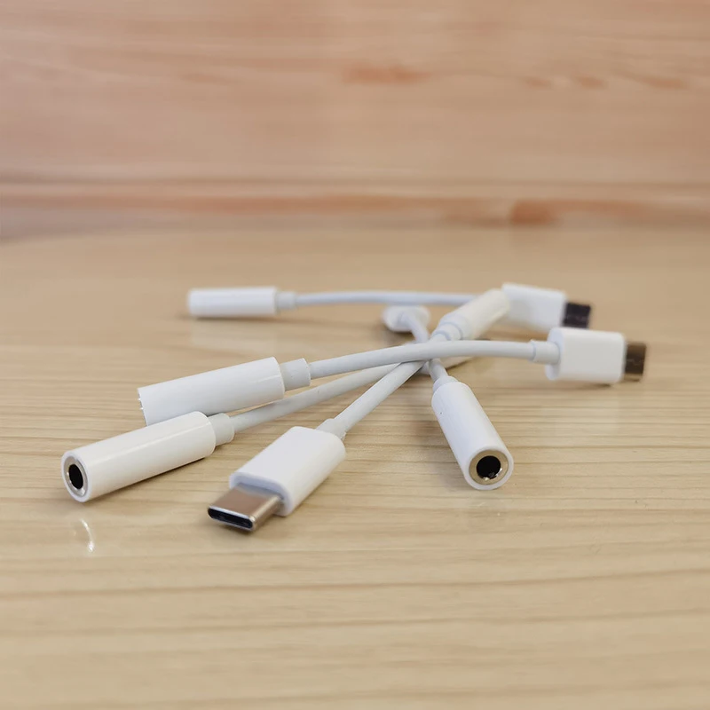 

Compatible USB Type C to 3.5mm Audio Jack Adapter Cable, White , black