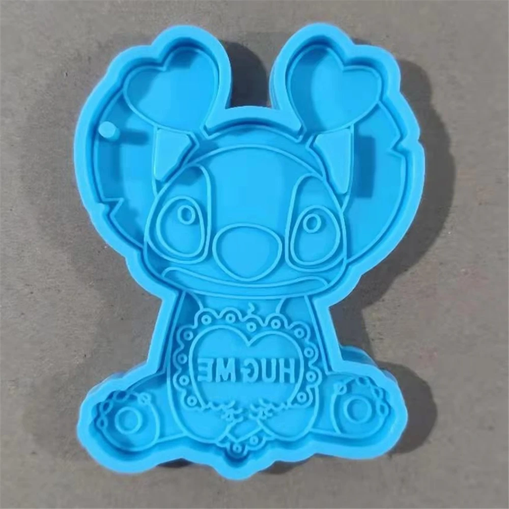 

5057 HUGME stitch heart silicone keychain mold