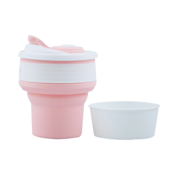 

Eco-friendly Foldable Travel Silicone Folding Cup/Reusable Folding Silicone Coffee Cup, White / black / gold / silver