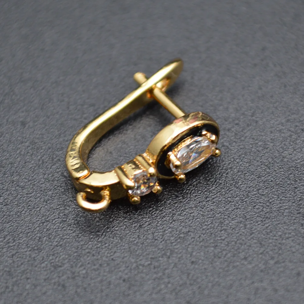 

Gold and Silver color CZ Beads Paved High Quality Earring Hooks Nickel Free Jewelry Findings