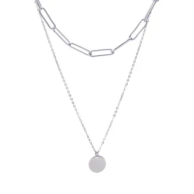 

2020 Fashion Jewelry Stainless Steel Necklace Double Layers Geometric Necklace Customized Jewelry, Gold,silver