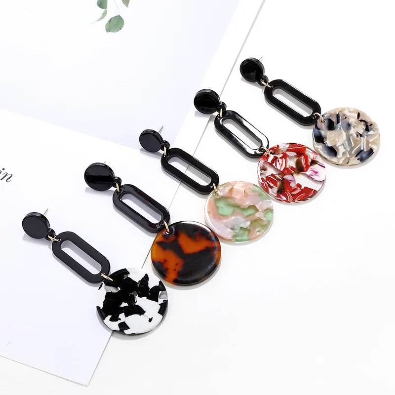 

Factory Direct Japanese Korean Popular New Vintage Acrylic Long Earrings for Ladies, Picture shows