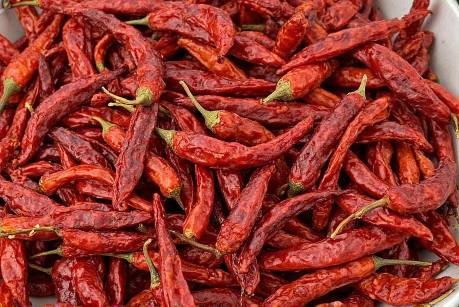 Various brands of dried ancho chile peppers on display