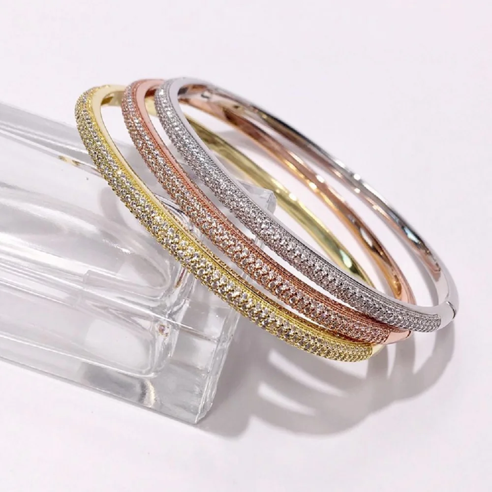 

New hot sale ladies bracelet pure copper material inlaid with 3A zircon, the best gift for high-end noble and elegant